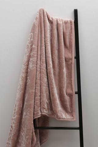 Mink Embroidered Floral Blanket, 200x230cm