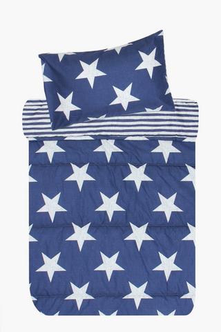 Microfibre Star And Stripe Reversible Comforter Set