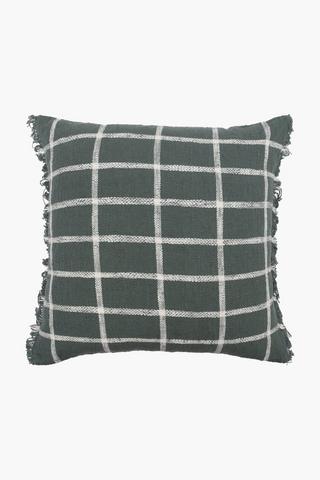 Check Fray Feather Scatter Cushion, 60x60cm