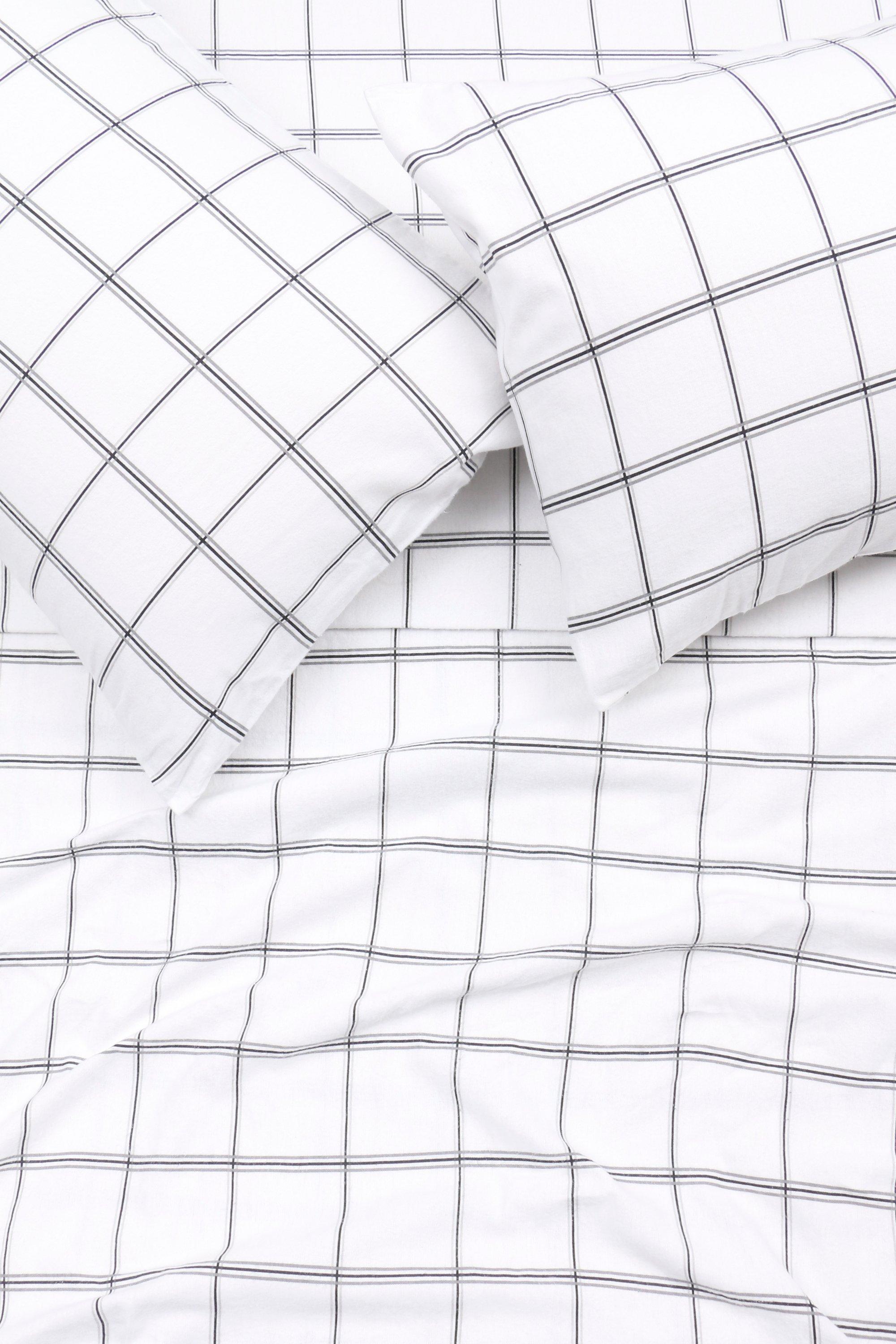 Winter Brushed Cotton Flannel Check Fitted Sheet Extra Length Extra Depth