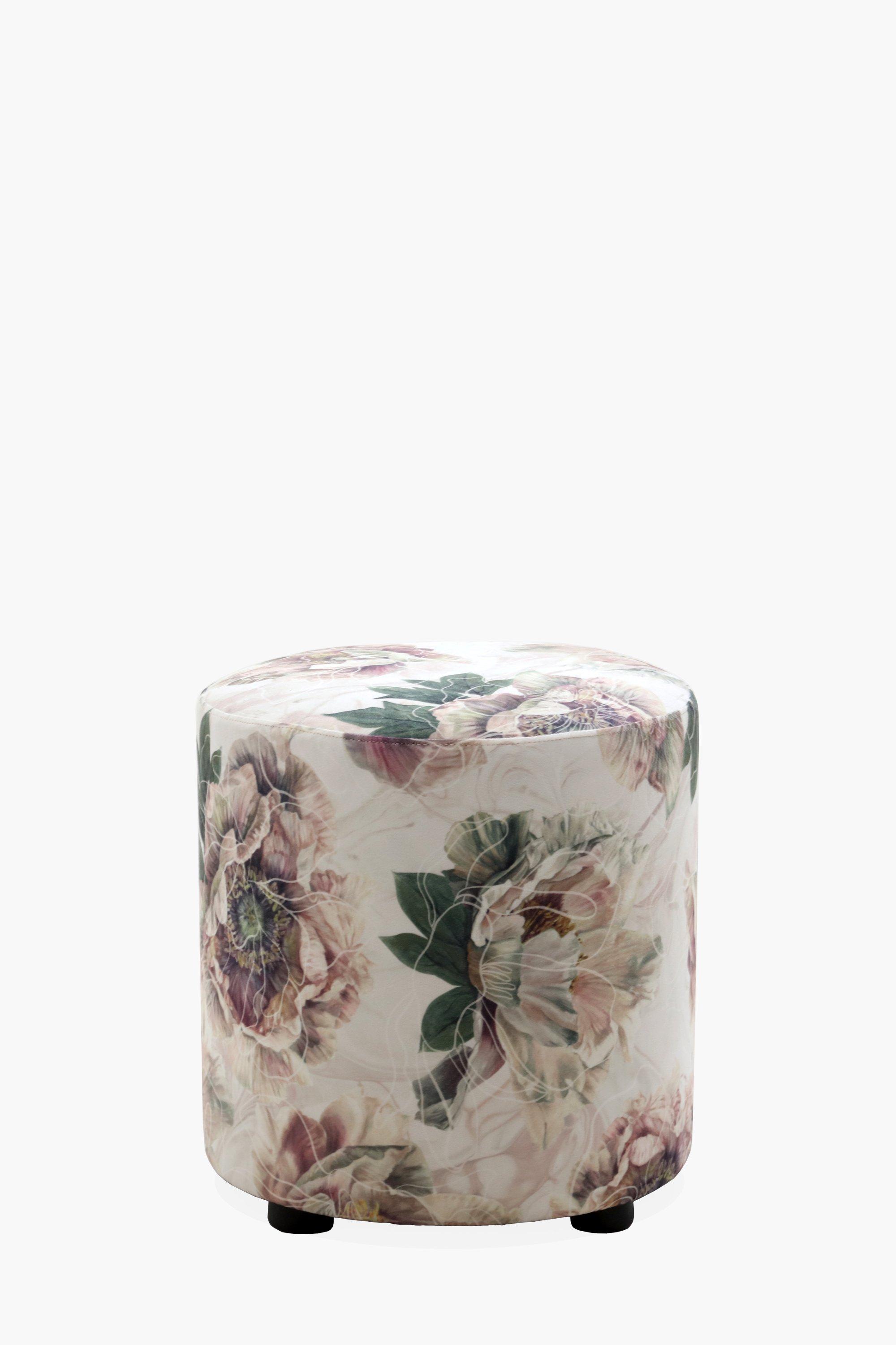 Round Floral Ottoman