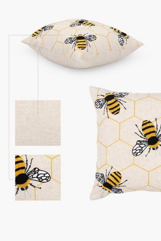 Embroidered Bennet Bee Scatter Cushion, 50x50cm