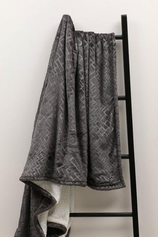 Embroidered Block Sherpa Blanket, 150x200cm
