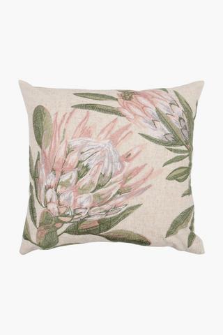 Embroidered Protea Scatter Cushion 50x50cm
