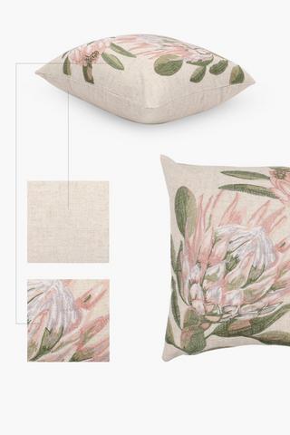 Embroidered Protea Scatter Cushion 50x50cm