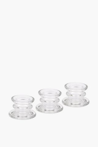 3 Piece Glass Dinner Candle Holders