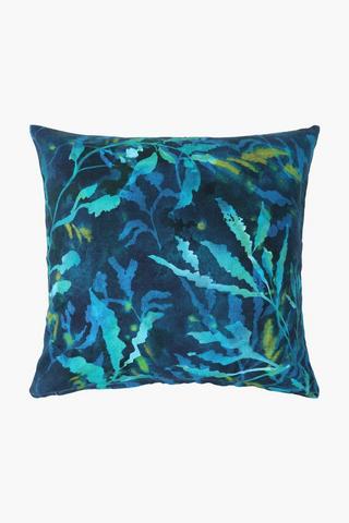 Printed Lapis Seaweed Scatter Cushion, 50x50cm
