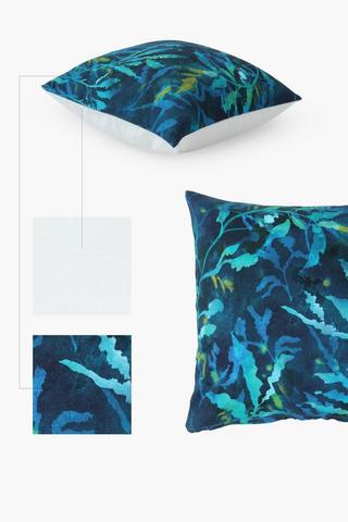 Printed Lapis Seaweed Scatter Cushion, 50x50cm