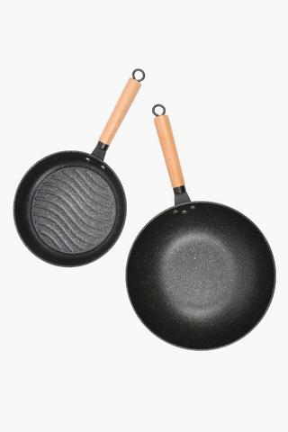 4 Piece Beechwood And Iron Cookware Set