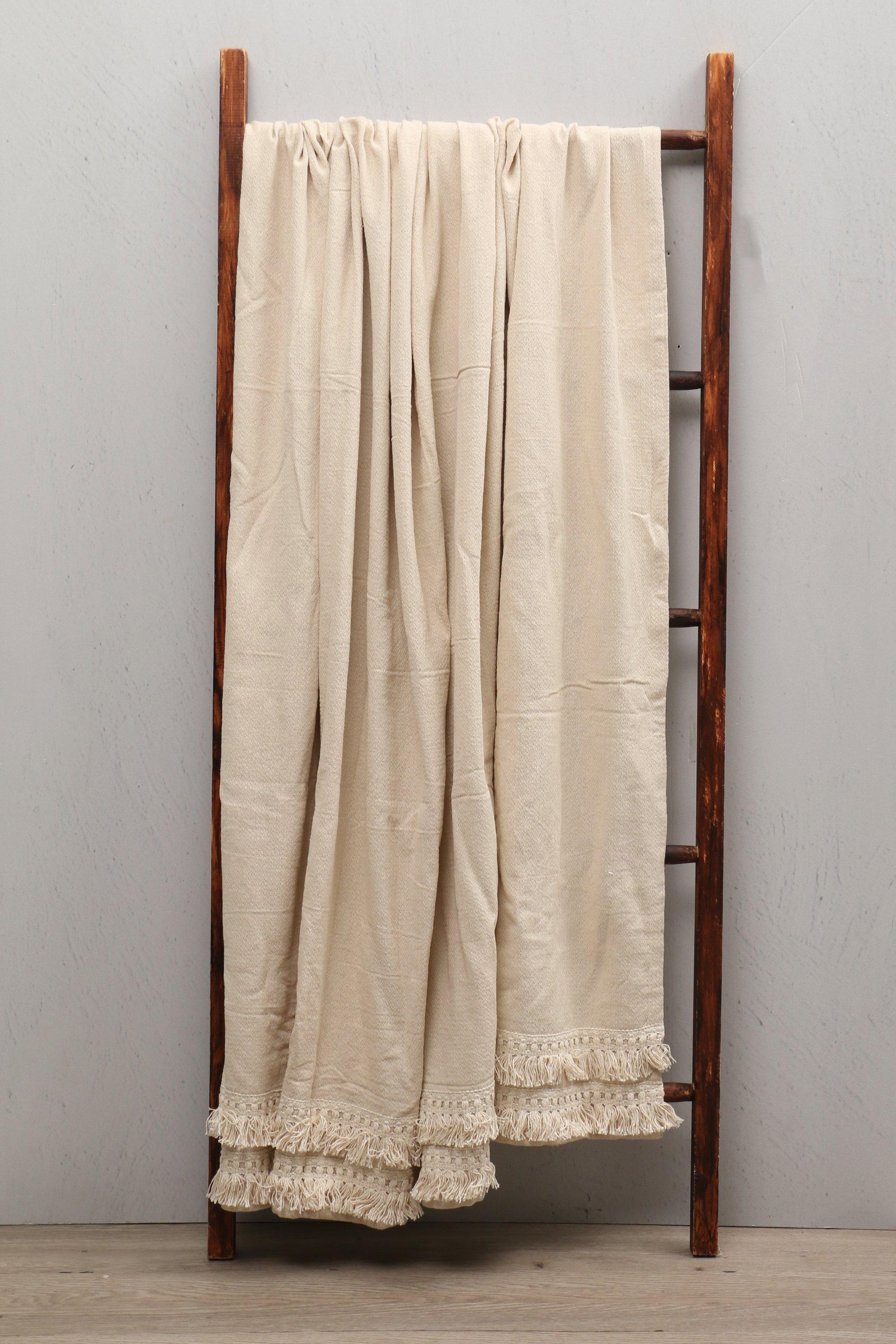 Macrame Cotton Embellished Tassel Throw,180x200cm