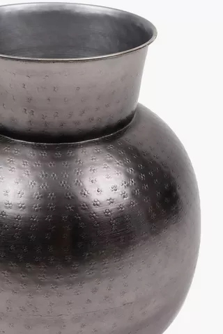 Embossed Metal Vase, 27x33cm
