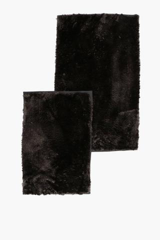 2 Piece Shaggy Pile Bath Mat Set