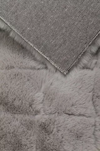 Faux Fur Embroidered Trellis Rug, 70x140cm