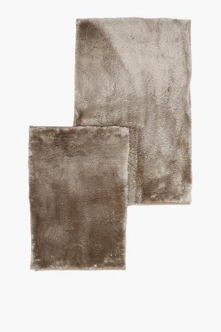 2 Piece Shaggy Pile Bath Mat Set