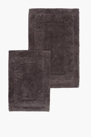 2 Piece Shaggy Pile Bath Mat Set