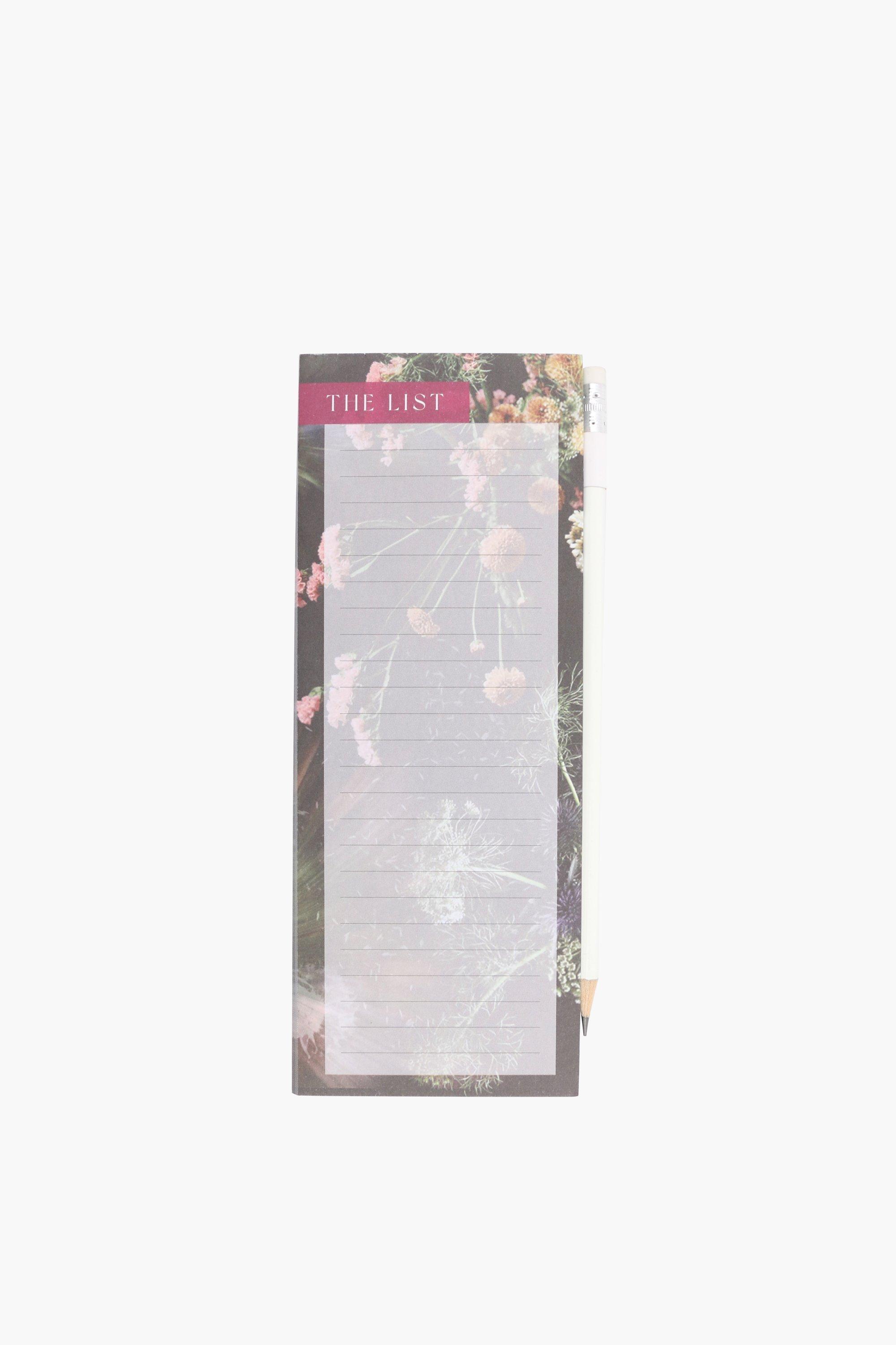 Onyx Floral Notepad With Pencil