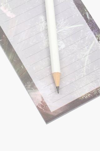 Onyx Floral Notepad With Pencil
