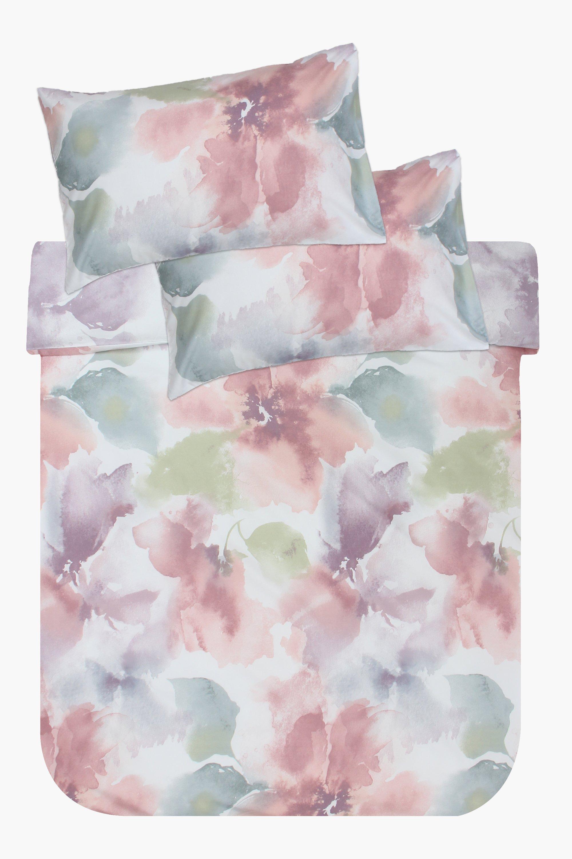 Soft Touch Printed Watercolour Floral Duvet Cover Set