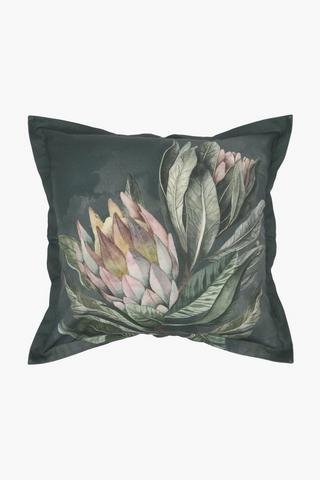 Printed Protea Cotton Scatter Cushion, 55x55cm