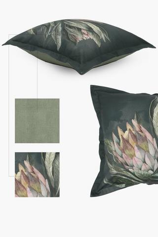 Printed Protea Cotton Scatter Cushion, 55x55cm