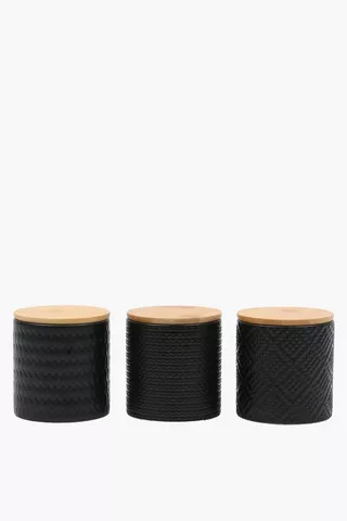 Set Of 3 Ceramic Canisters