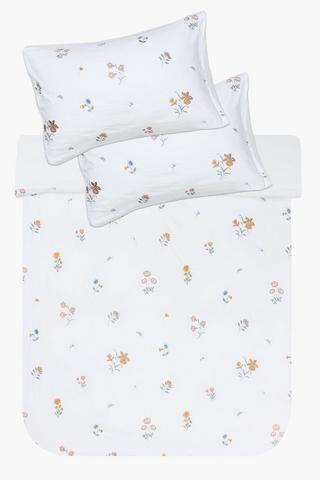 Embroidered Petite Flowers Duvet Cover Set