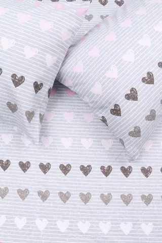 Brushed Soft Touch Hearts Fitted Sheet