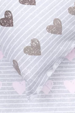 Brushed Soft Touch Hearts Fitted Sheet