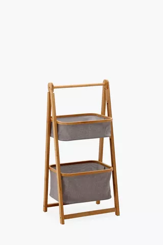 Bamboo 2 Tier Basket Shelf, 45x67cm