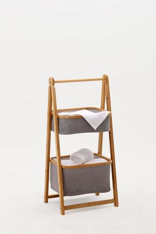 Bamboo 2 Tier Basket Shelf, 45x67cm