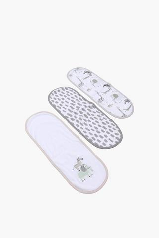 3 Pack Embroidered Wildlife Burp Cloths