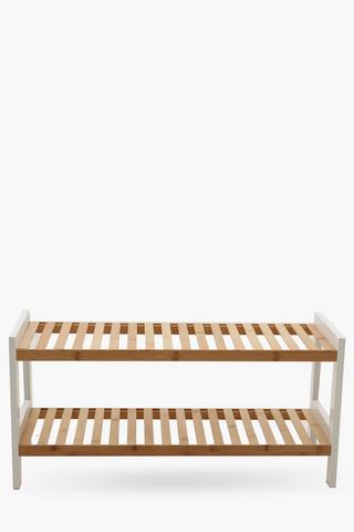 Bamboo 2 Tier Shoe Rack, 76x36cm