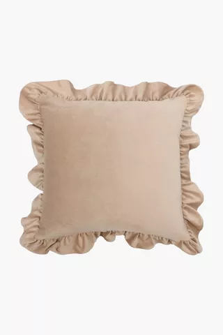 Velvet Frill Classic Ruched Scatter Cushion, 40x40cm