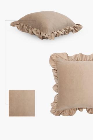 Velvet Frill Classic Ruched Scatter Cushion, 40x40cm