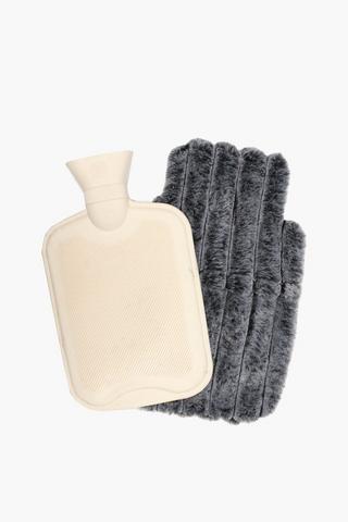 Faux Fur Stripe Hot Water Bottle