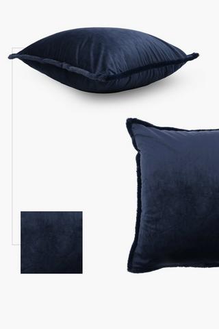 Faux Fur Velvet Trim Textured Scatter Cushion, 60x60cm