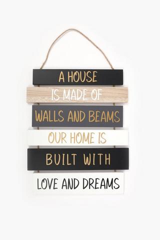 Love And Dreams Hanging Sign, 30x50cm