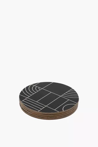 4 Pack Geometric Cork Coasters