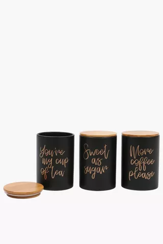 Set Of 3 Script Canisters