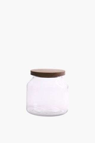 Acacia Wood And Glass Jar, Medium
