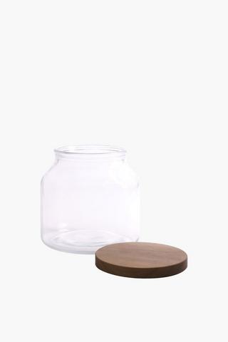 Acacia Wood And Glass Jar, Medium
