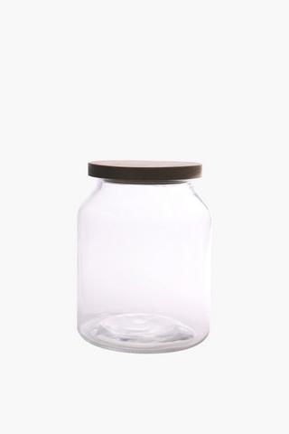 Acacia Wood And Glass Jar, Large
