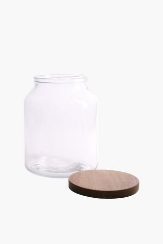 Acacia Wood And Glass Jar, Large
