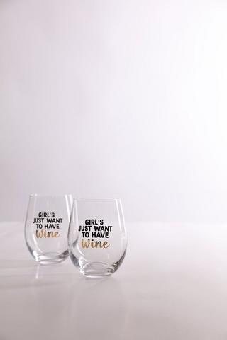 Script Stemless Wine Glasses