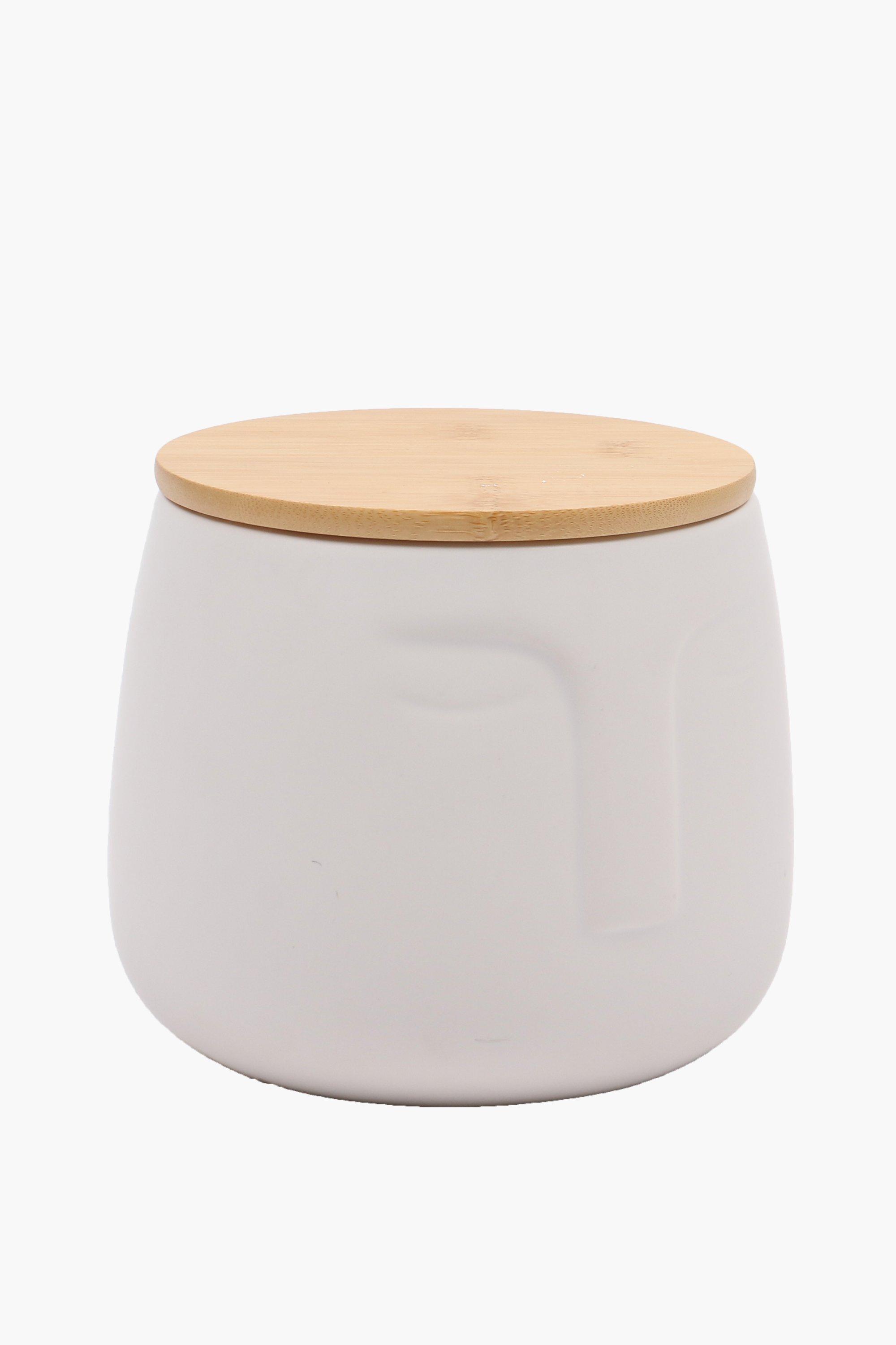 Face Canister With Wood Lid, Large