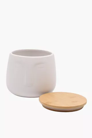 Face Canister With Wood Lid, Large