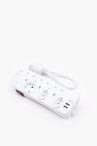 Eurolux 6 Way Multiplug With Usb