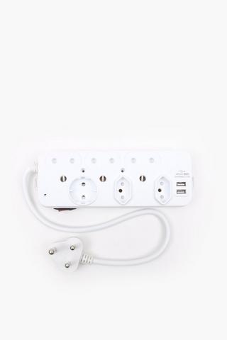 Eurolux 6 Way Multiplug With Usb