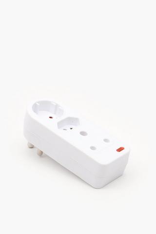 Eurolux 3 Way Adaptor, Double Prong