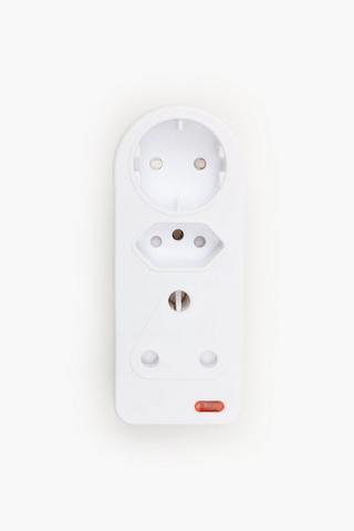 Eurolux 3 Way Adaptor, Double Prong